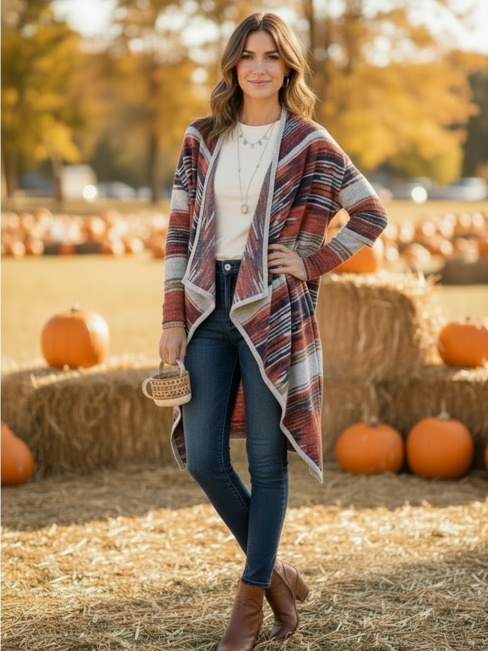 Lucky Brand Womens Medium Southwestern Draped Open Front Cardigan Cotton New